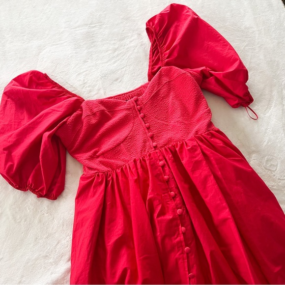 NWT Anthropologie Maeve Puff-Sleeved Sweetheart Mini Dress - Picture 4 of 8